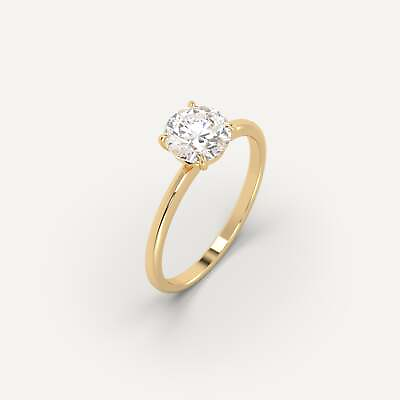 #ad 1 carat Round Engagement Ring 100% Natural VVS Diamond 14k Yellow Gold $3860.00