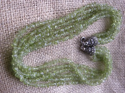 #ad PERIDOT STERLING SILVER 6 STRAND NECKLACE 18quot; $110.00