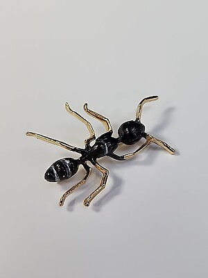 #ad Black Ant Brooch Pin Large Size Insect Black amp; Gold Colors $10.71
