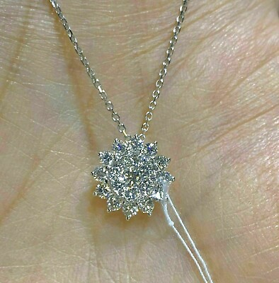 #ad 2Ct Round Lab Created Diamond Cluster Snowflake Pendant 14K White Gold Finish $89.99