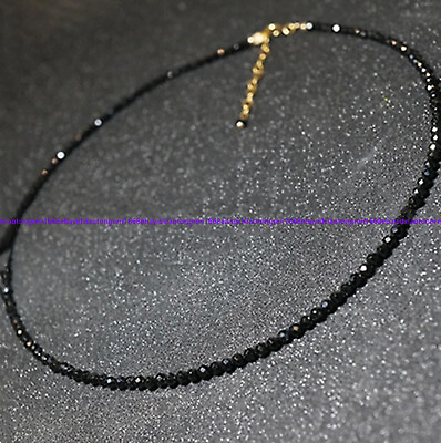 #ad Natural 3mm Faceted Black Spinel Round Gemstone Bead Jewelry Necklace 16 24 Inch $3.85