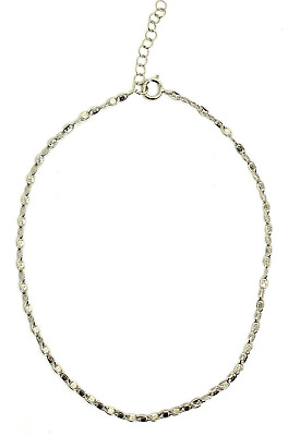 #ad Sterling Silver 925 Diamond Cut Oval Link Chain Adjustable Anklet Bracelet 9 10quot; $99.00