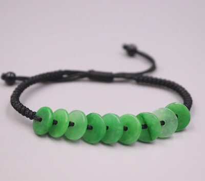 #ad 100% Natural jade Jadeite Bracelet Lucky green Circle PIECES Knitted Bracelet $4.49