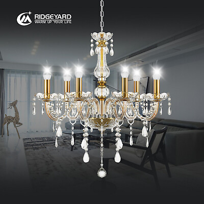#ad 6 Light Modern Elegant Crystal Glass Chandelier Pendant Ceiling Lighting Fixture $59.99