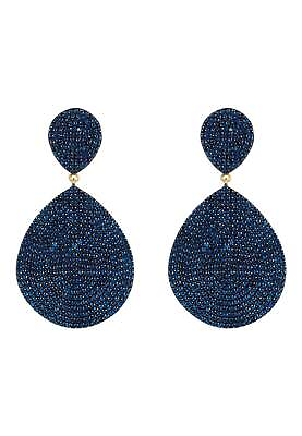 #ad Latelita 925 Sterling Silver Stud Drop Earring Big Rose Gold Blue Sapphire CZ GBP 299.00