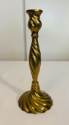 #ad Brass Swirl Candlestick Candle Holder Vintage Approximately 10 Inches. Ethereal $22.00