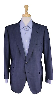 #ad Bespoke Hand Made in Madrid Spain Blue Woven 2 Btn Sportcoat Blazer 42R $89.00