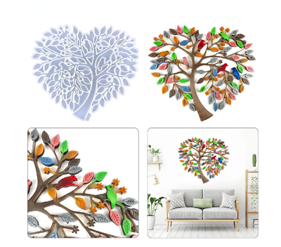 #ad Life Tree Large Resin Mold Crystal Wall Hanging Silicone Epoxy Heart Mold Decor $20.99