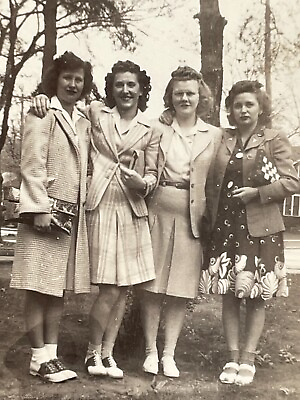 #ad YD Photograph 4 Pretty Group Four Women Lovely Ladies Bobby Socks 1940 50s $14.50