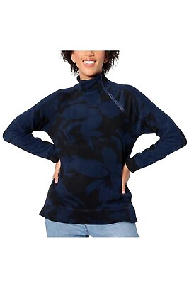 #ad Cuddl Duds Fleece with Stretch Mock Neck Pullover Navy $17.99