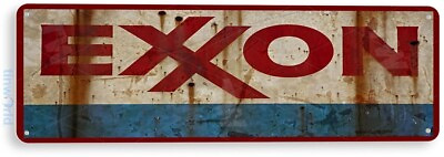 #ad Exxon Gas Oil Sign Station Garage Auto Shop Retro Rustic Tin Sign A359 $8.45