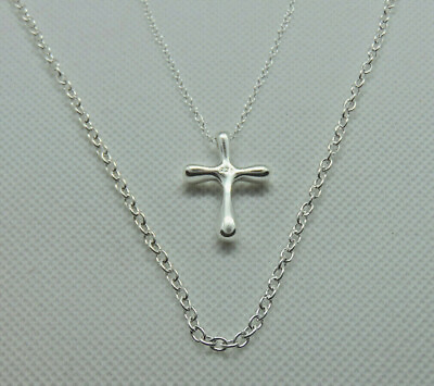#ad Silver Cross Necklace Sterling Silver Plated Pendant with Choice of Chain $7.72