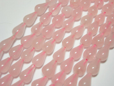 #ad Romantic Rose Quartz gemstone teardrop beads 10x7mm 16in strand $7.99