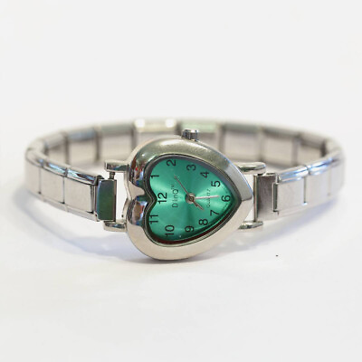 #ad Heart Green Italian Charm Bracelet Watch Quartz Movement WW211green $16.88