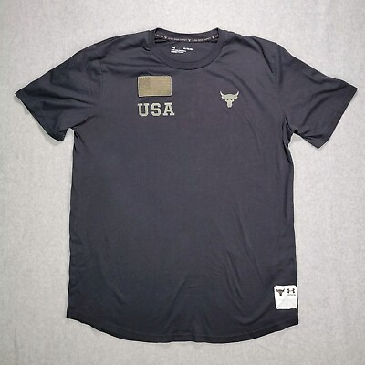 #ad Under Armour UA Project Rock Veteran#x27;s Day T Shirt Embroidered Men#x27;s Size XL $15.00