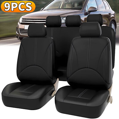 #ad Car 5 Seat Covers Full Set Waterproof Leather Universal for Auto Sedan SUV Truck $27.79