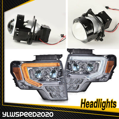 #ad Chrome Smoke Dual LED Projector Headlights DRL Fit For 2009 2014 Ford F 150 $215.88