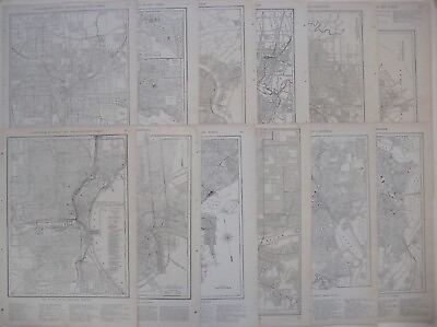 #ad Collection of 15 Original Antique UNITED STATES CITY STREET MAPS 1904 1917 $19.99