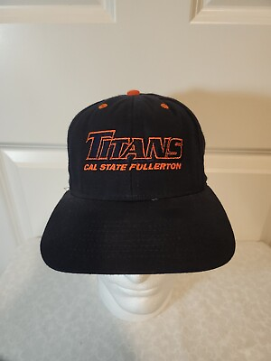 #ad Vintage Cal State Fullerton Titans Snapback Hat Navy Blue Made In USA $22.99