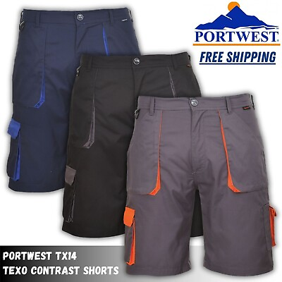 #ad Portwest Texo Cargo Shorts TX14 Mens Multi Pockets Contrast Summer Work Combat GBP 5.99