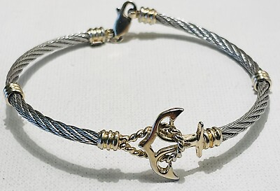 #ad Quality VTG Italian 925 Sterling Nautical Anchor Sailing Cable Style Bracelet $35.00