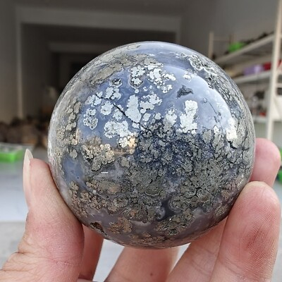 #ad 415g New Find Natural Beauty Pyrite Flower Grow With Agate Sphere Ball Healing $99.00