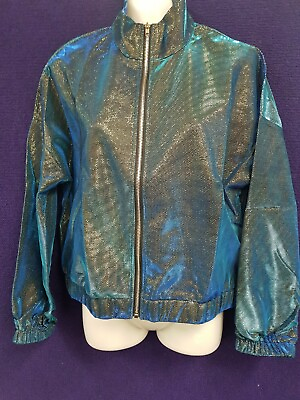 #ad NEW Women Fashion Mystic Blue Bomber Jacket Color Changing Size 12 L AU $39.00