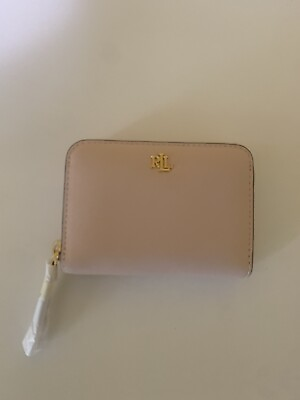 #ad Lauren Ralph Lauren Small Carryover Leather Zip Around Wallet Spring Pink $40.00