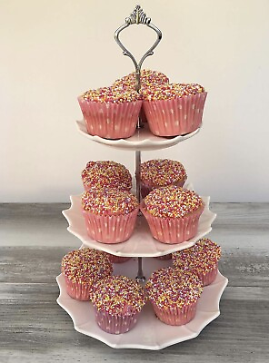 #ad 3 TIER CERAMIC SERVING STAND CUPCAKE HOLDER for any occasion $13.99
