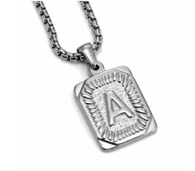 #ad 18quot; Silver Stainless Steel Initial Letter Pendant Necklace Men Women $11.78