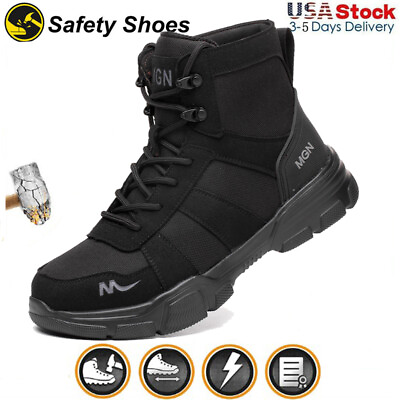 #ad Mens Steel Toe Shoes Lightweight Safety Sneakers Work Boots Indestructible black $29.43