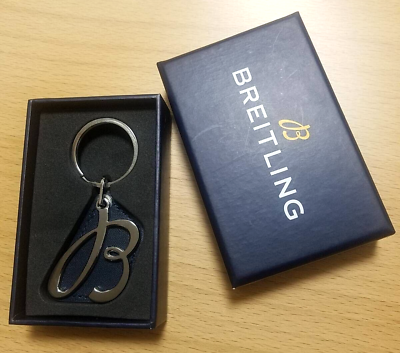 #ad Breitling Novelty Silveramp;Navy leather Key holder Key Ring wz Box Super Rare F S $216.99