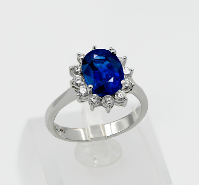 #ad AGL Natural Fine Diamond amp; Blue Sapphire Ring 3.69CT in 18K White Gold $8991.00