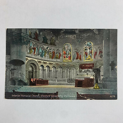 #ad Postcard California Palo Alto Stanford University Memorial Church Interior 1910s $1.00