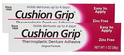 #ad Cushion Grip Soft Pliable Thermoplastic For Refitting Dentures 1 Oz 2 Pack NEW $21.99