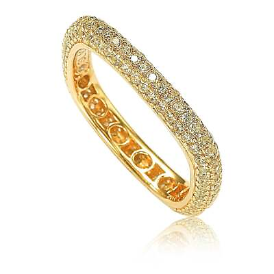 #ad Suzy Levian Golden Sterling Silver CZ Modern Pave Square Eternity Band Zirconia $72.60