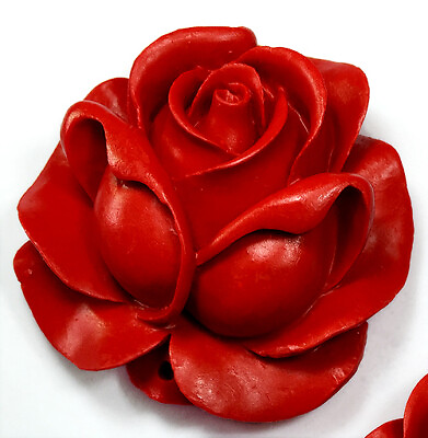 #ad 48mm Red cinnabar carved Flower pendant beads 2PCS $7.99