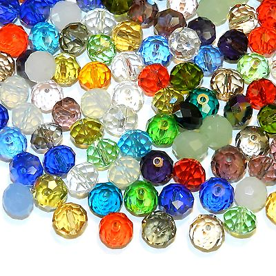 #ad CR699 Mix Color amp; Finish 10mm Rondelle Faceted Crystal Glass Beads 50pc $10.50