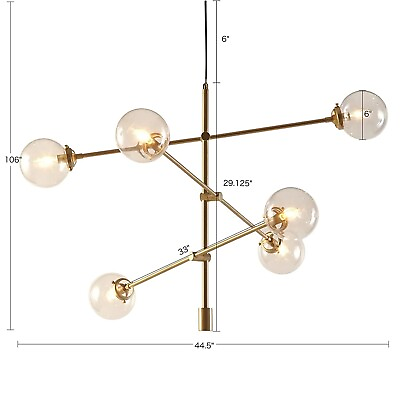 #ad Nautical Long Pipe 6 Light Globe Chandelier Golden Finish Handmade Decor $256.00