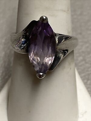 #ad Woman’s Amethyst Ring Size 7 925 Sterling Silver Solid New $18.70