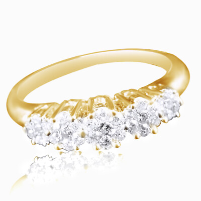 #ad 5 Stone Flower Cluster Diamond Wedding Wedding Ring 14K Ladies Yellow Gold $1550.81
