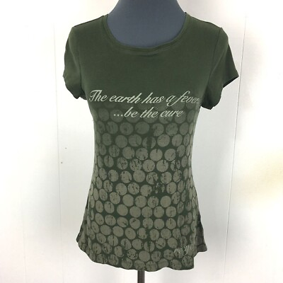 #ad A New Approach Climate Change T Shirt Women M Moss Green Cotton 30x23 $7.97