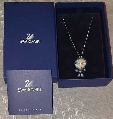 #ad Swarovski quot;Eliotquot; Blue Pendant Long Necklace #1084490 NEW IN BOX W CERTIFICATE $99.99