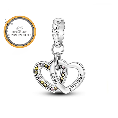 #ad Love Forever Heart Dangle Charm Two Heart Pendant Charm Women Gift Charm $24.71