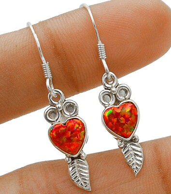 #ad Heart Natural Red Fire Opal 925 Sterling Silver Earrings 1 1 2#x27;#x27; Long NW13 2 $25.99