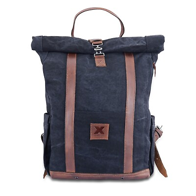 #ad #ad XAMBILLE Canvas Backpack travel backpack Vintage Khaki Cognac $43.19