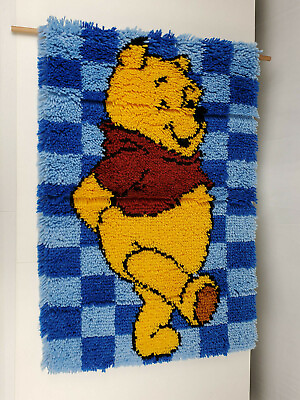 #ad Winnie The Pooh Latch Hooked Rug Finished Large 20quot; x 30quot; $7.99