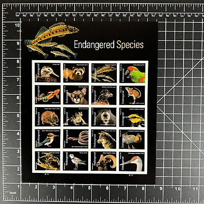 #ad 2023 USPS SHEET OF 20 FIRST CLASS FOREVER STAMPS ENDANGERED SPECIES 68¢ $13.60 $13.60