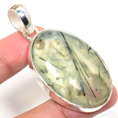 #ad Prehnite Gemstone 925 Sterling Silver Jewelry Gift Pendant 2.26quot; i259 $10.52