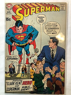 #ad #ad Superman #219 Sept 1969 Vintage Silver Age DC Comics Very Nice Condition $42.00